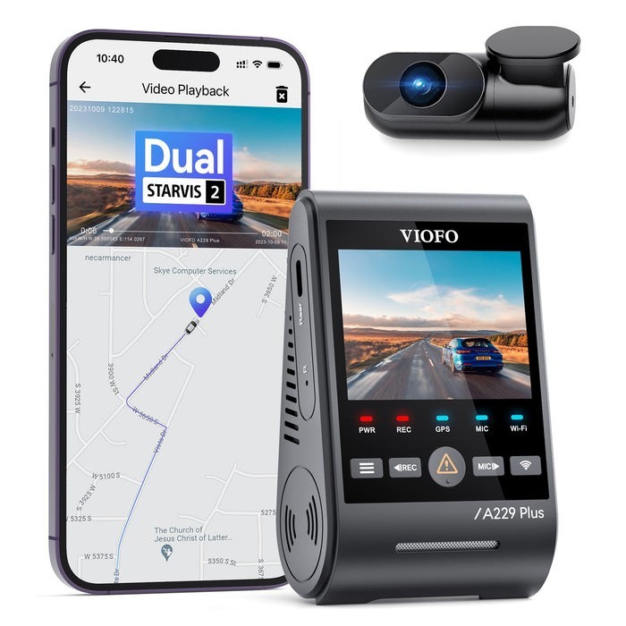VIOFO A229 Plus Dash Cam Front and Rear, Dual STARVIS 2 Sensors, 2 Channel HDR