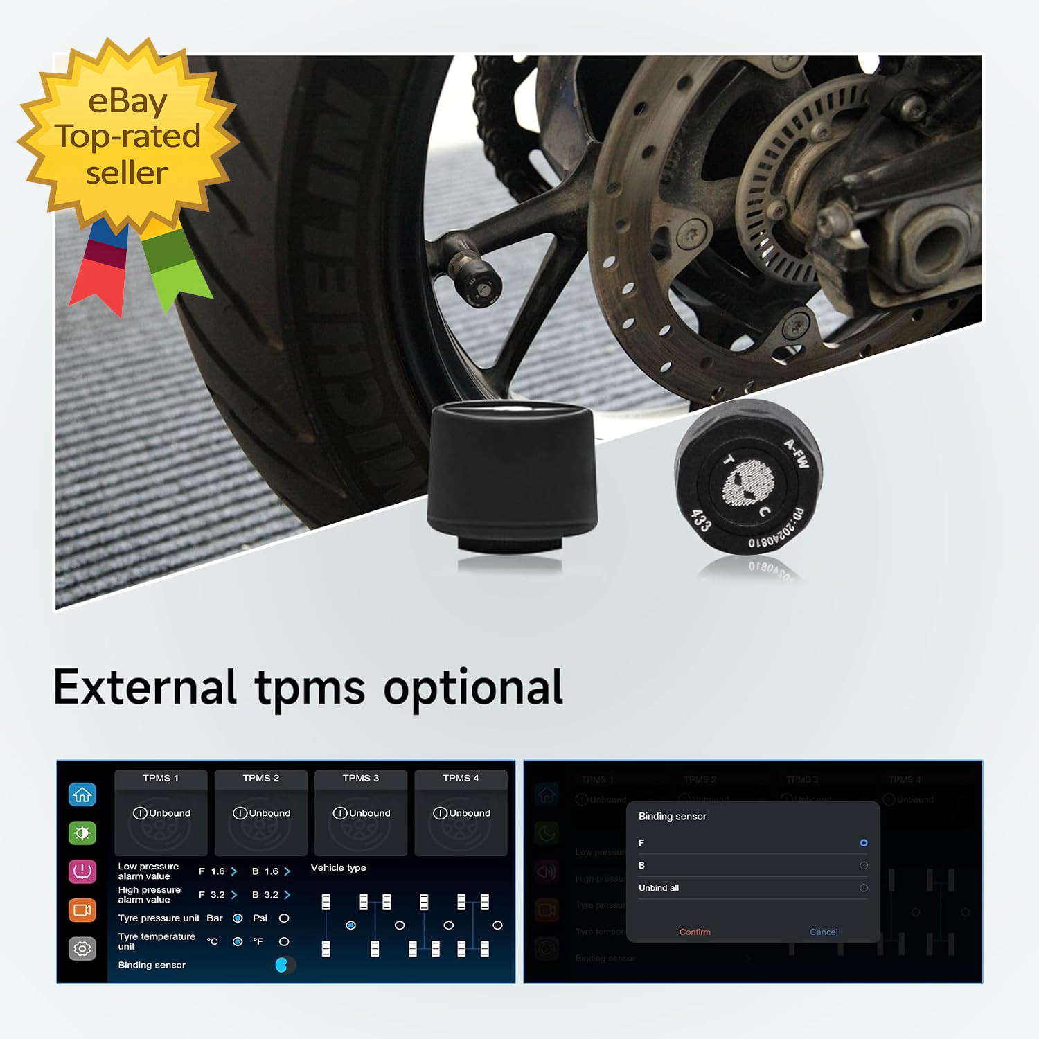 M12S Motorcycle 77G Radar Blind Spot Warning Dash Cam Carplay Android Auto TPMS