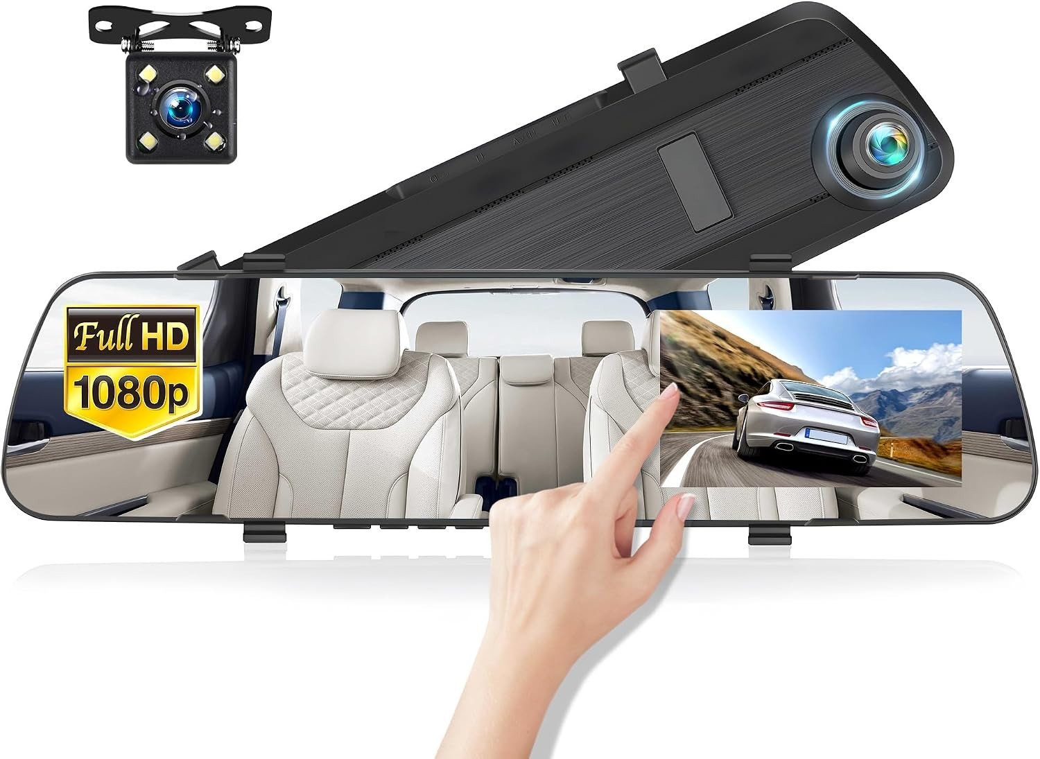 4-Inch 1080P Mirror Dash Cam with Dual Cameras & Night Vision for All Cars