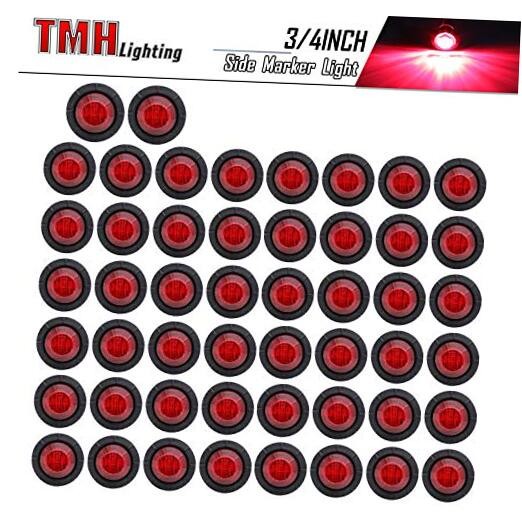 50 Pcs 3/4 Inch Red Clearance Side Marker Indicator Lights Mini Round Front