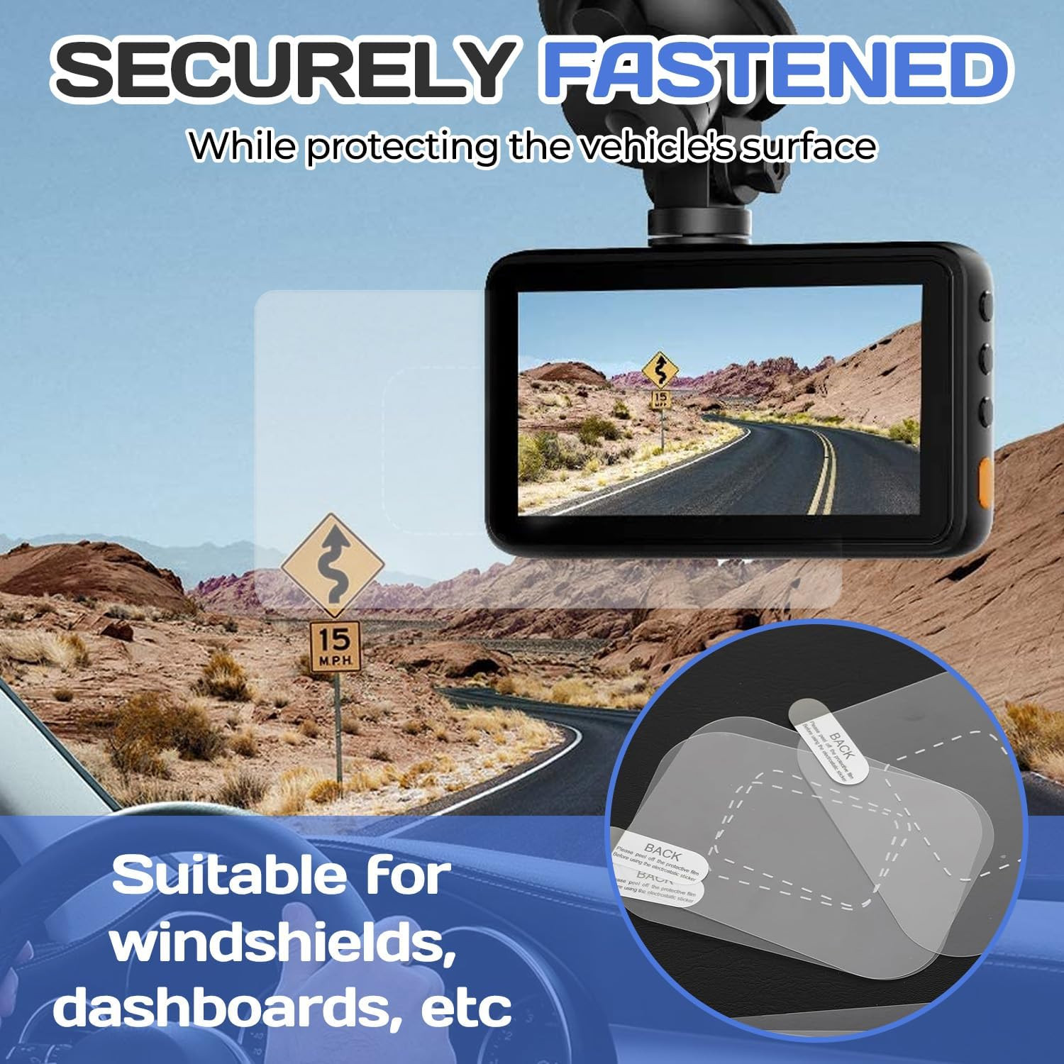 8PCS Dashcam Windshield Sticker,Clear Electrostatic Sticker Mounting Dash Cam,Re