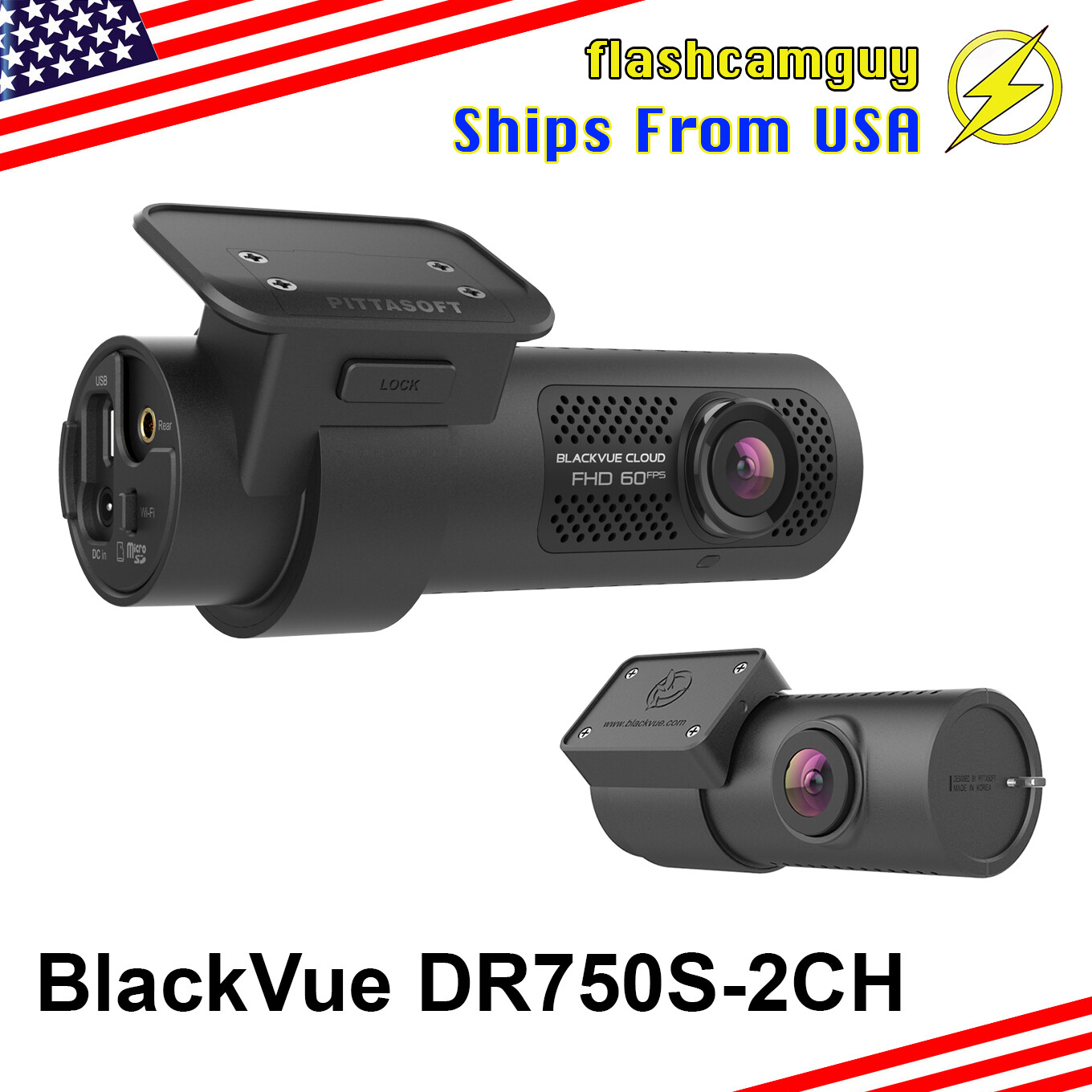 BlackVue DR750X-2CH Full HD Cloud Wi-Fi GPS 128GB Dashcam + Hardwire Cable