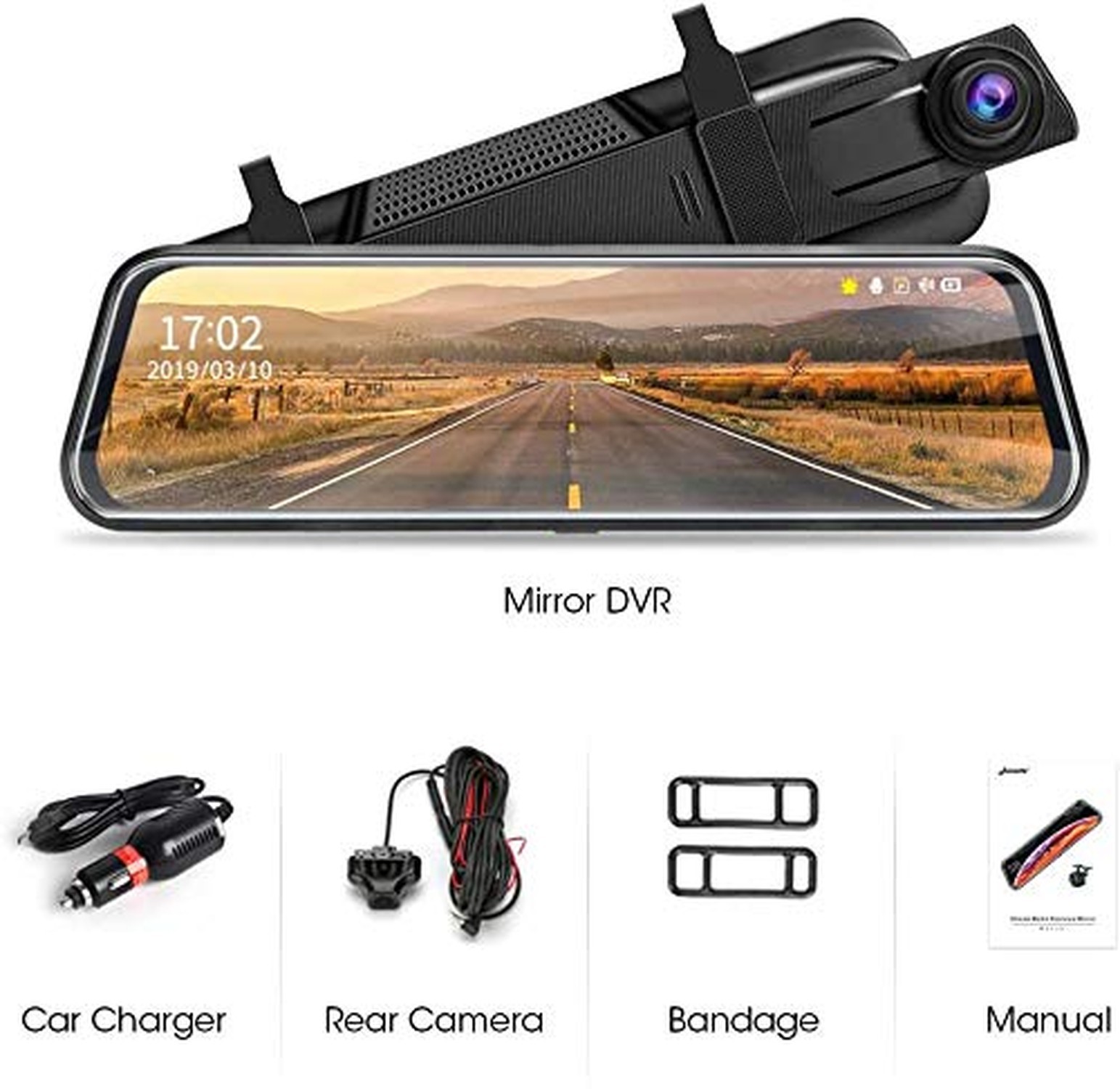 10” Mirror Dash Cam Night Vision 1080P FHD Full Touch Screen Front and Rear …