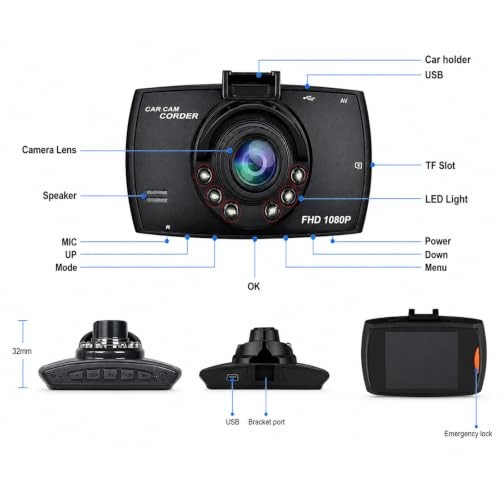 2.4-inch 1080p High-Definition Dash cam for Cars with Super Night Vision, 24
