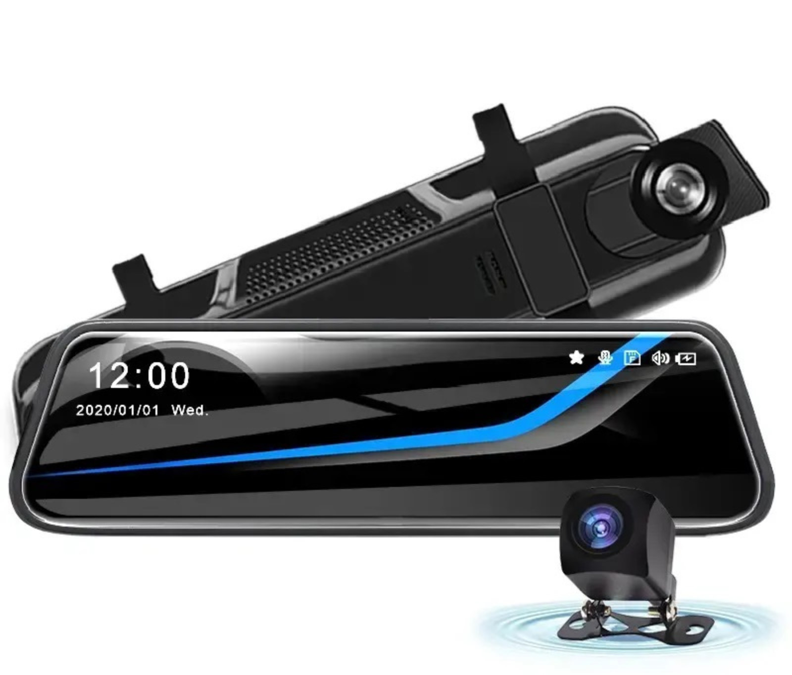 10-inch Full Touch Screen Car Dashcam, 1080P FHD Front and Rear