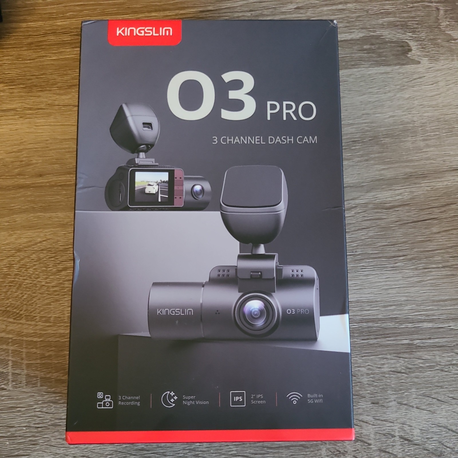 Kingslim O3PRO 3-Channel 5G WiFi Dash Cam- Black