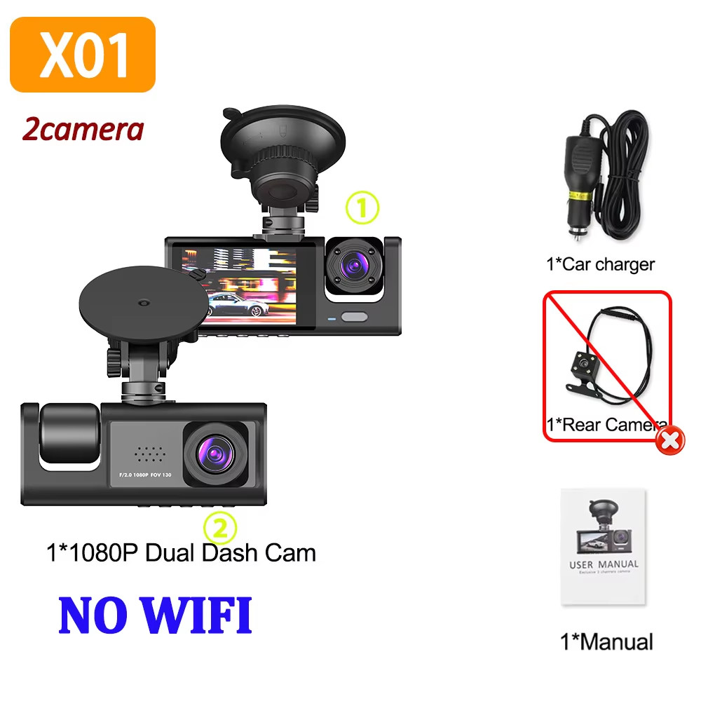 1080P Dual Camera Dash Cam with Night Vision for Vehicles