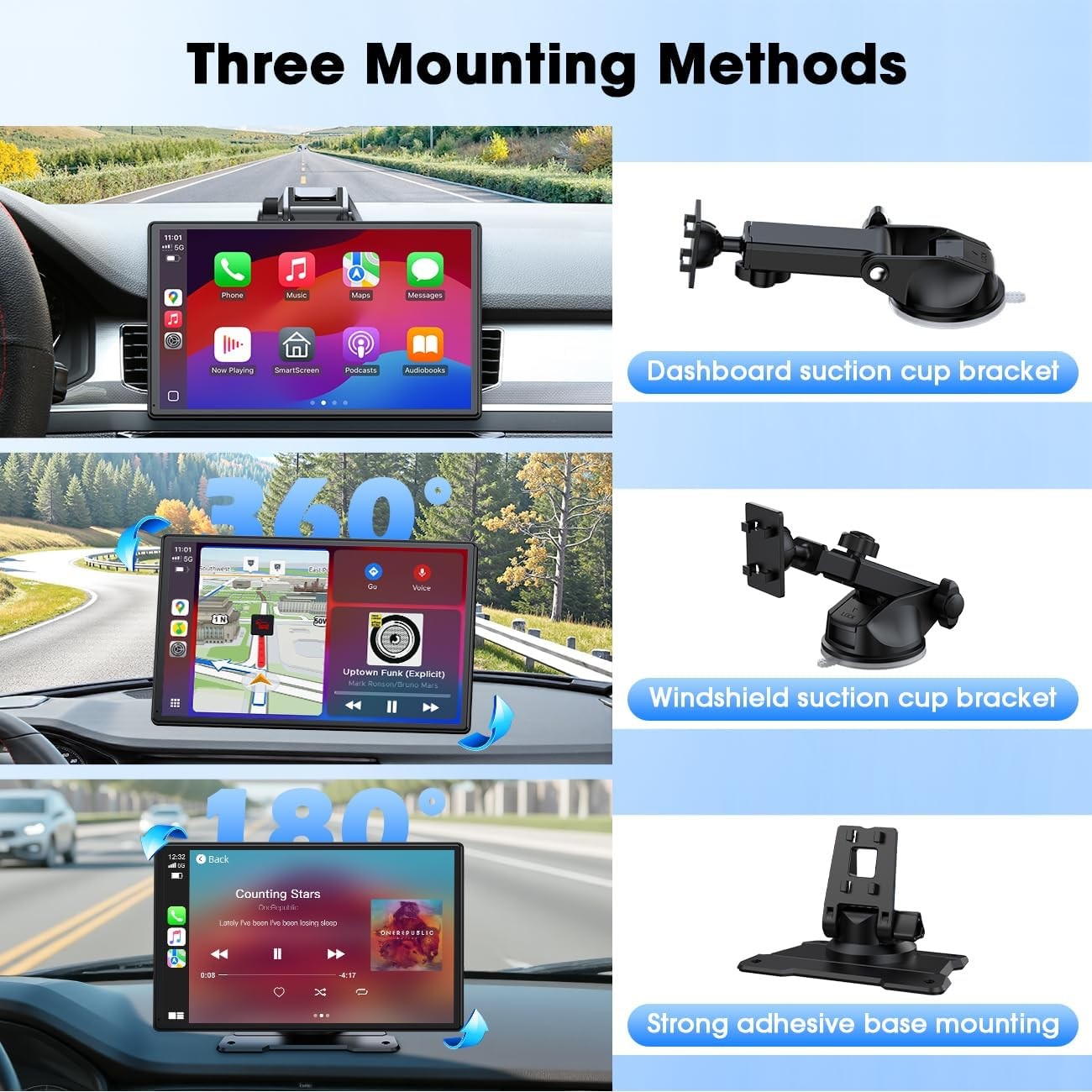 9″ Wireless CarPlay Display for Car Portable Android Auto Bluetooth Mirror Link
