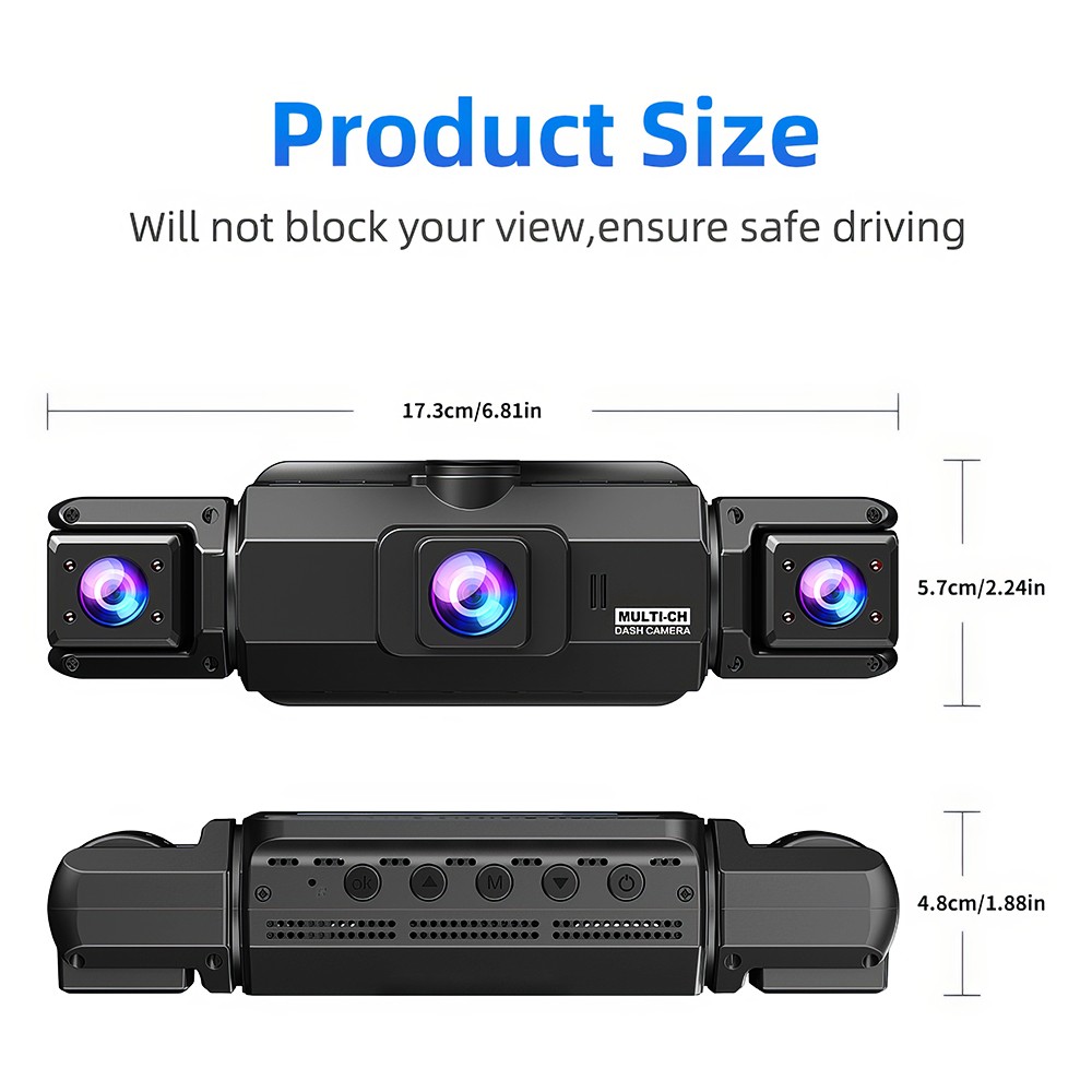4 Channel Dash Cam Front and Rear Inside Dash Camera for Cars 24 Parking Monitor