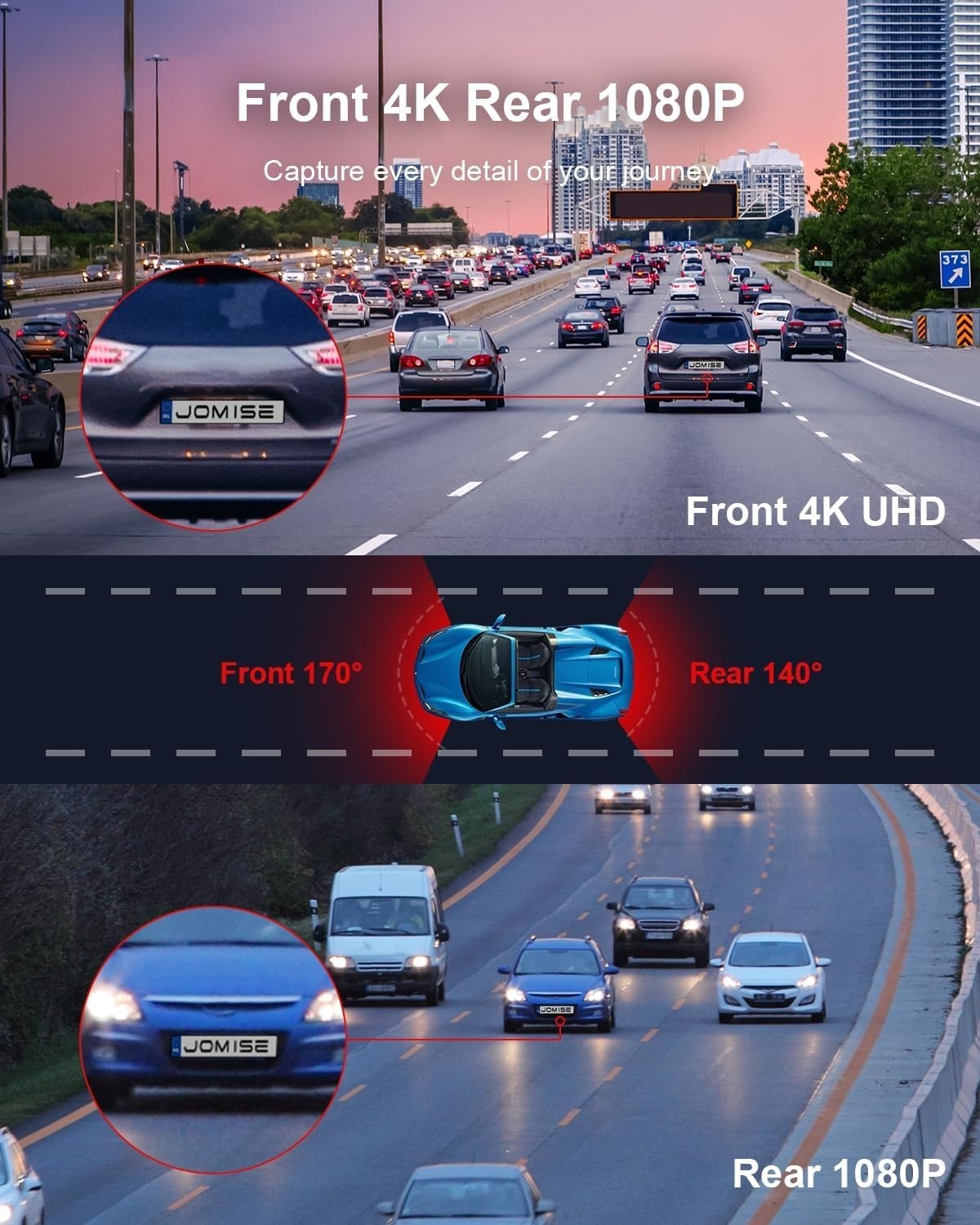 UHD 2160P Dual Dash Cam 24H Parking Monitor