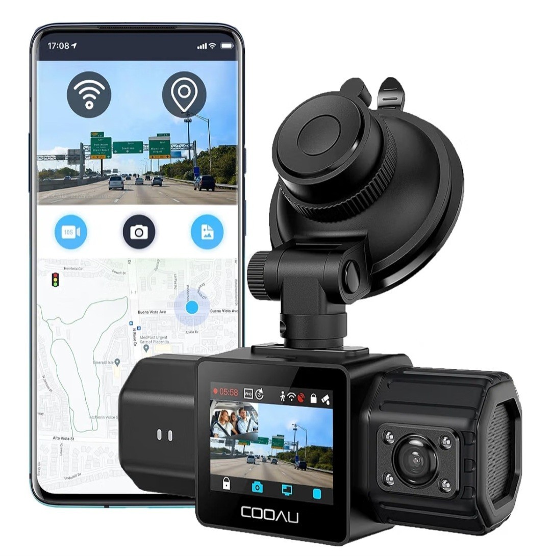 COOAU Dual Dash Cam 2.5K+1080P, Dash Cam Front and Inside Built-in GPS and WI-FI