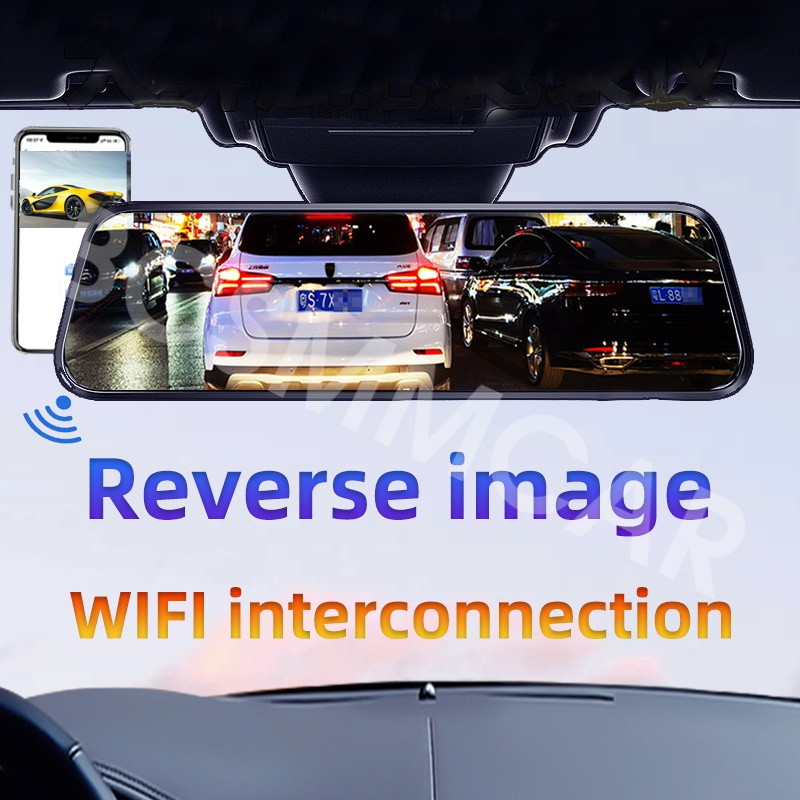 9.66in Dash Cam 3 CH Mirror Car DVR Video Recorder Camera Night Vision G-Sensor