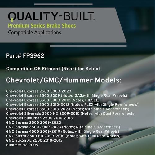 Rear Parking Brake Shoes, Compatible with 2009-2023 FPS962