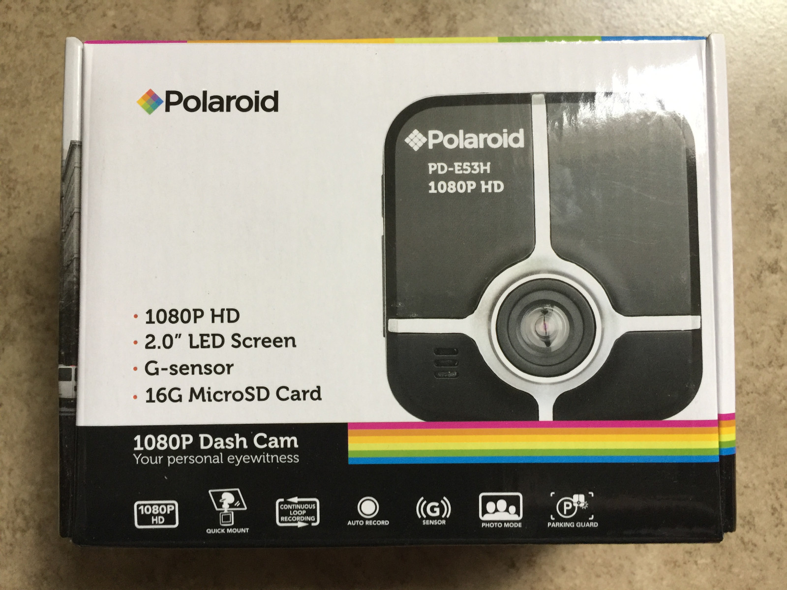 Polaroid PD-E53H 1080P Dash Cam Black w/16G MicroSD Card
