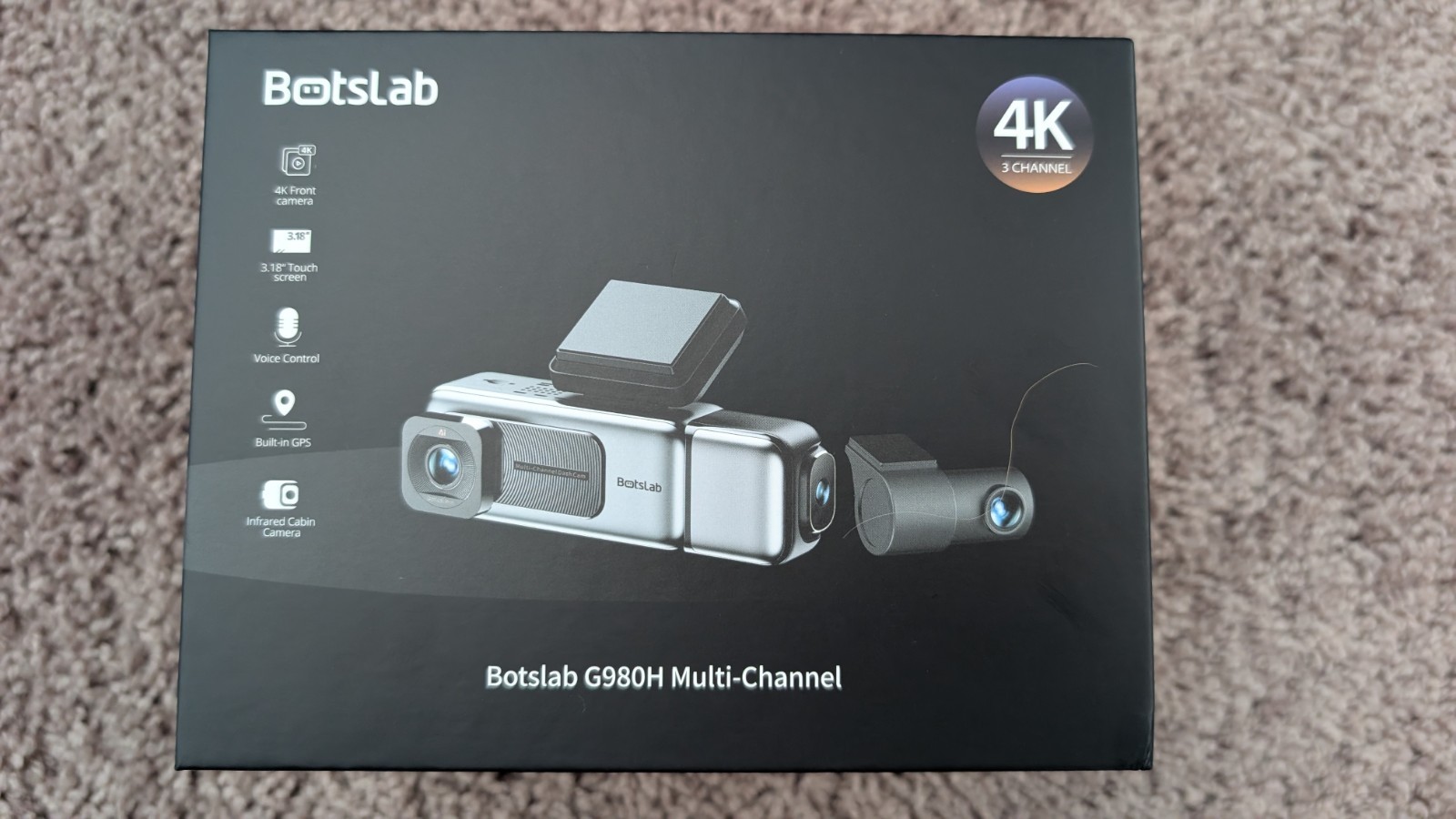 BOTSLAB G980H 4K 3-Channel Dash Cam Front Rear Inside (Open Box)