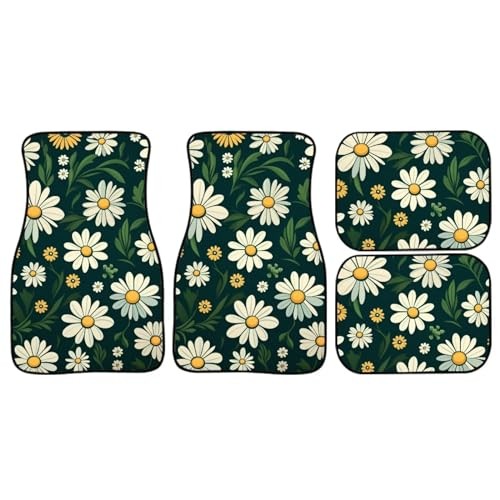 Universal Daisy Car Floor Mats,Floral Print Vehicle Floor Daisy Floral