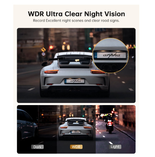 E21 WiFi Streaming/Recording Video Mirror Dash Cam Touch Screen Front/Rear