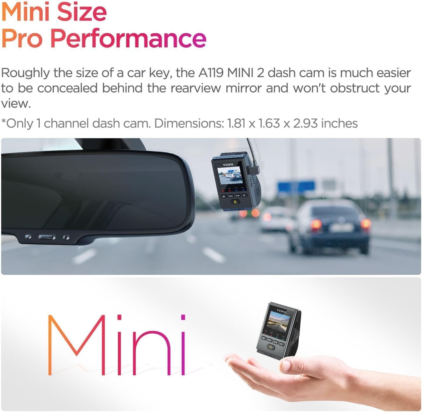 2K 60fps Dash Cam, 1440P Front Recording, HDR Night Vision, Voice Control, GPS,