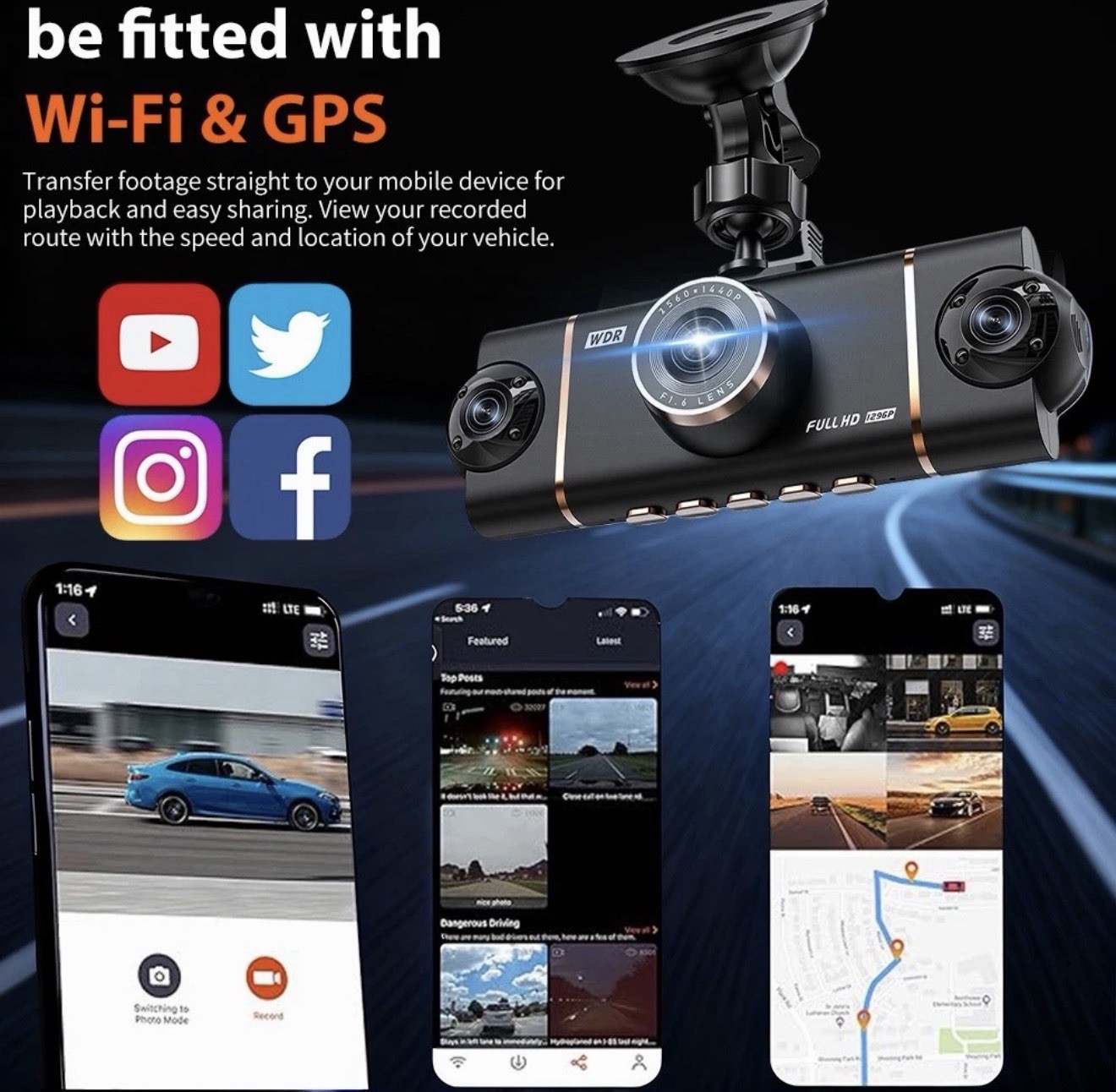 4K 3″IN Dash Cam Car Front Rear Left Right Four Dash Camera Night Vision IPS US