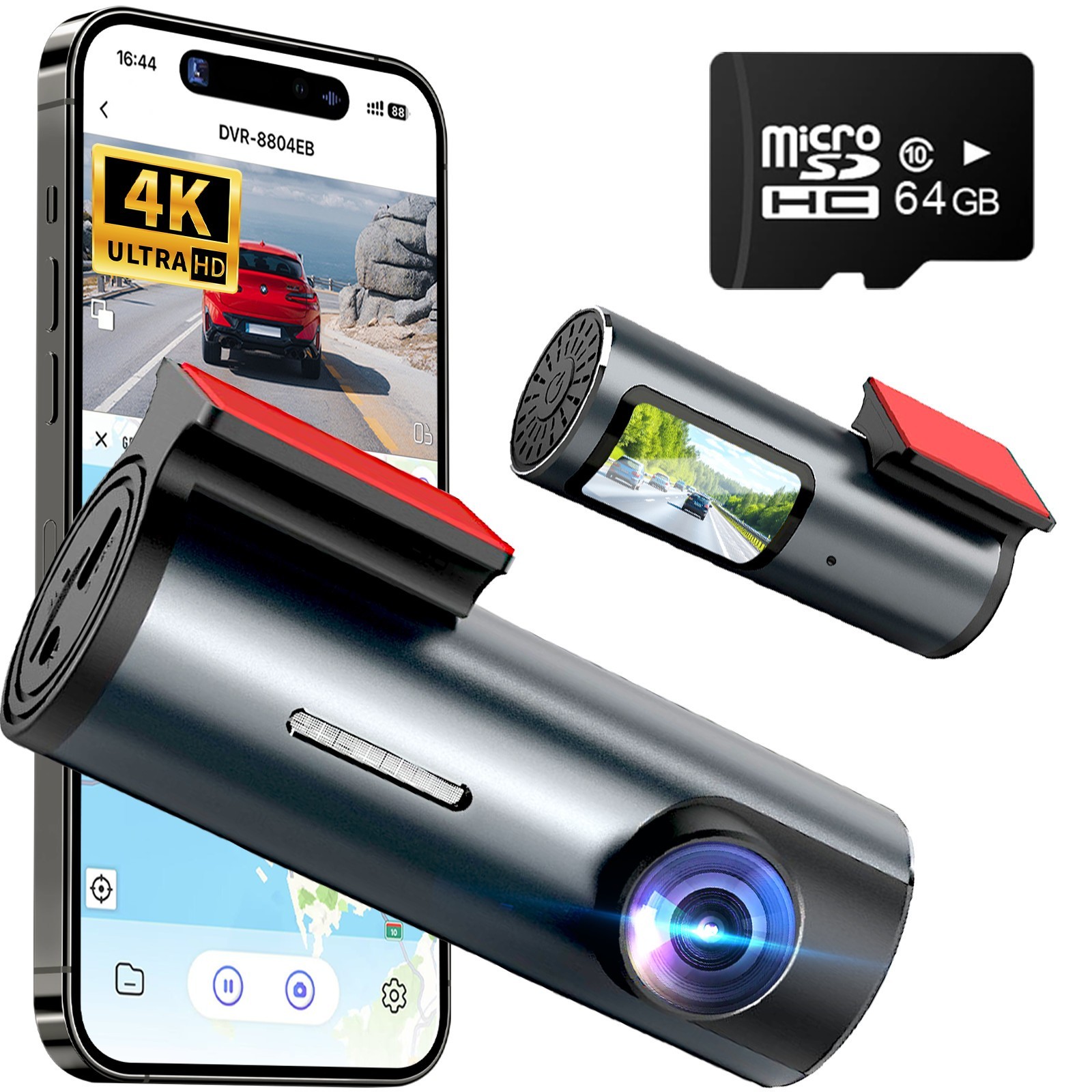 64GB 4K UHD Dash Cam Front Wifi GPS Car Video Recorder Parking Mode Hardwire
