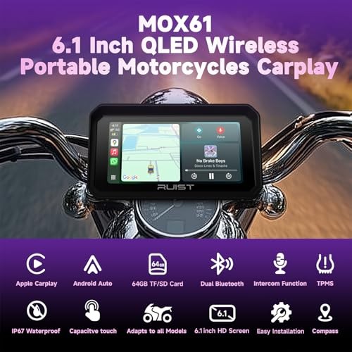 Motorcycle Carplay Stereo 6.1in IP67 GPS TPMS