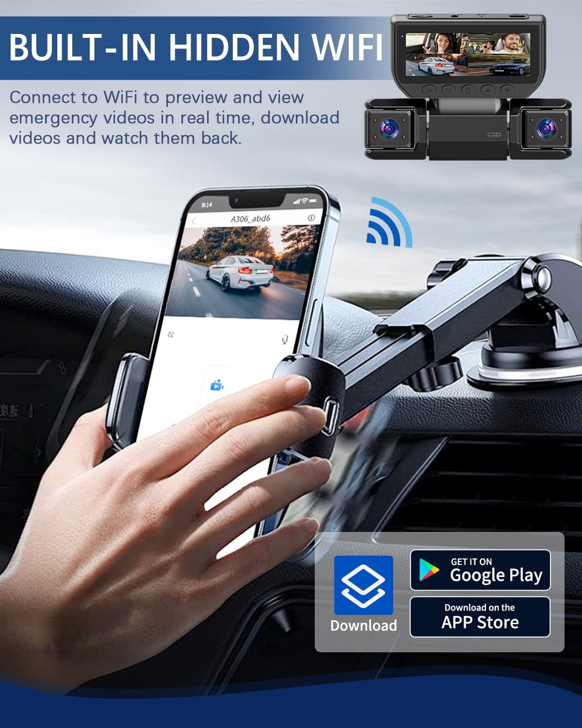 360° View 4 Channel Dash Cam Front and Rear, FHD Left Right Dash Camera for C…