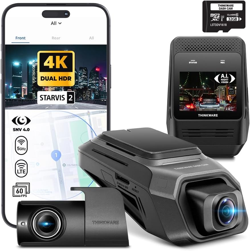 THINKWARE ARC800 4K Front & 1080P Rear Dash Cam, STARVIS 2, HDR, Wi-Fi, GPS