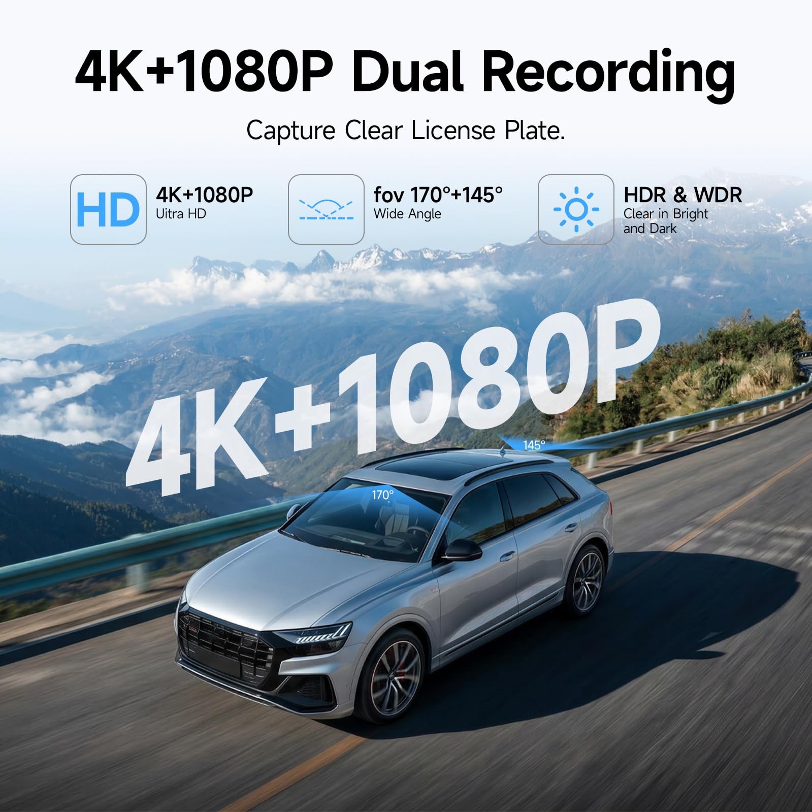 Leadfan 4K+1080P Dash Cam Front and Rear for Audi 2019-2026 Q3 Q5 Q6 Q7 Q8,A3…