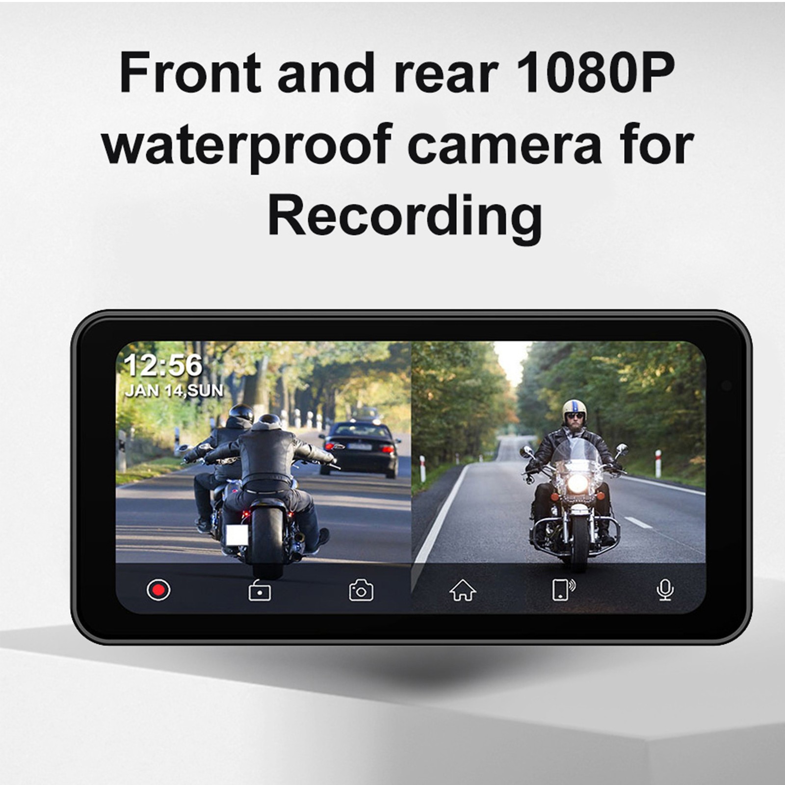 6.25″ Motorcycle GPS Navigator Wireless CarPlay Android Auto with HD Camera IP67