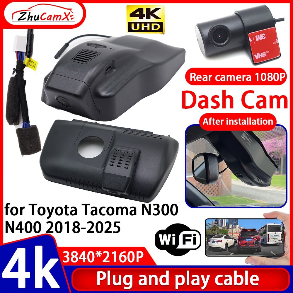 Plug and Play 4K Wifi DVR Dash Cam Camera for Toyota Tacoma N300 N400 2018-2025
