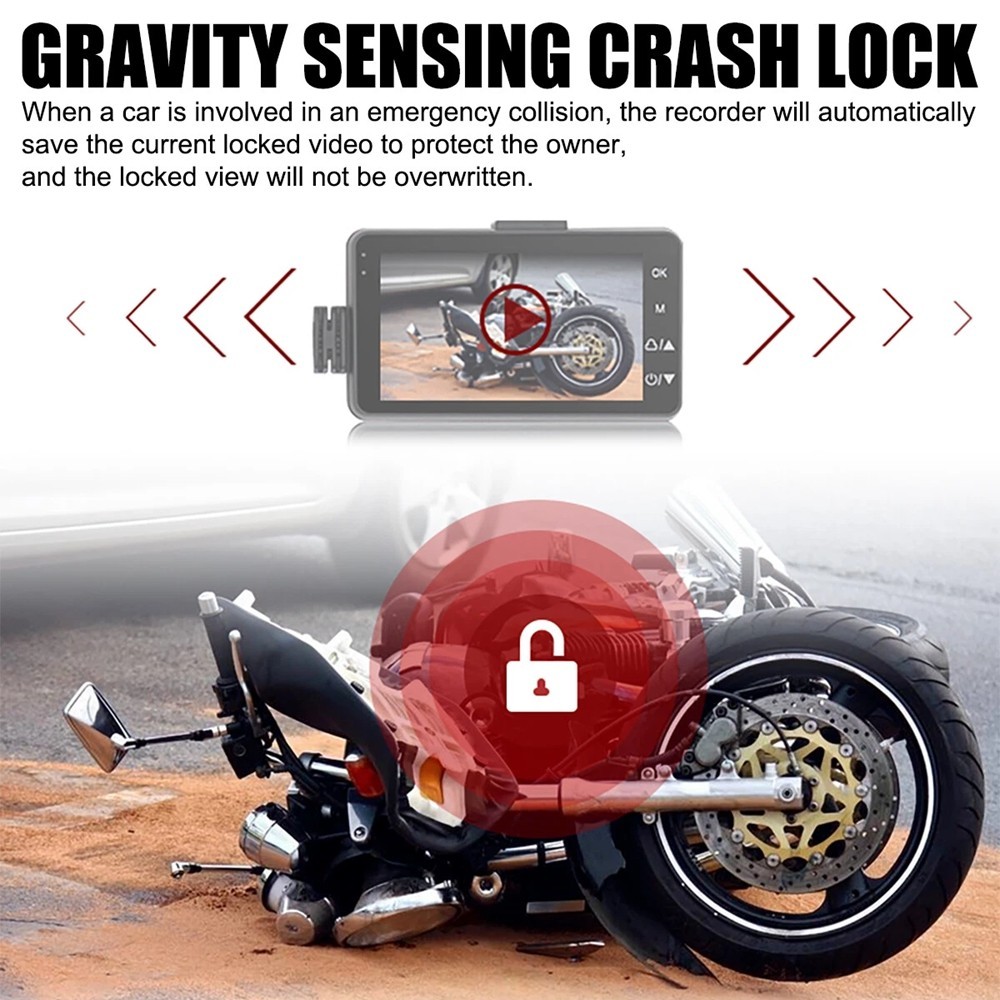 Motorcycle Dash Cam 2.8 inch HD 1080P Motorcycle Front and Rear Dual-Lens Camera