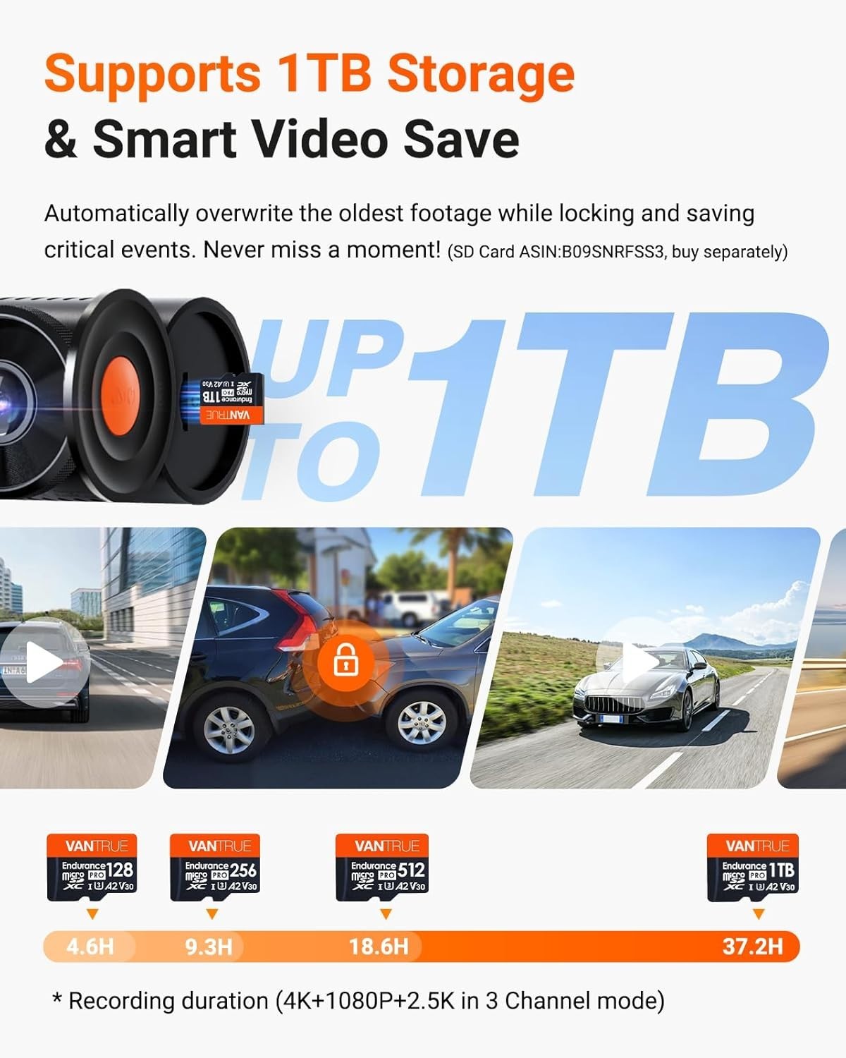 VANTRUE N4 Pro S 4K Dash Cam 3 Channel Front Rear Inside Camera STARVIS 2 WiFi