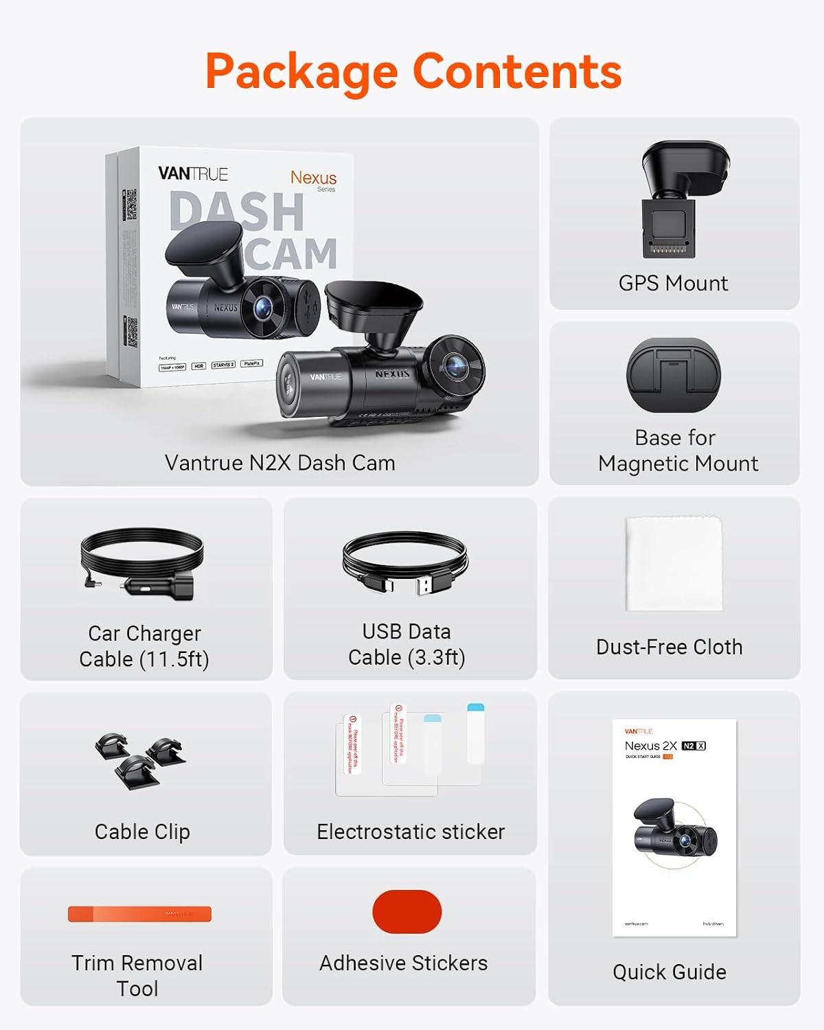 2.7K Dash Cam Front Inside 5G WiFi GPS 60FPS STARVIS 2 Night Vision