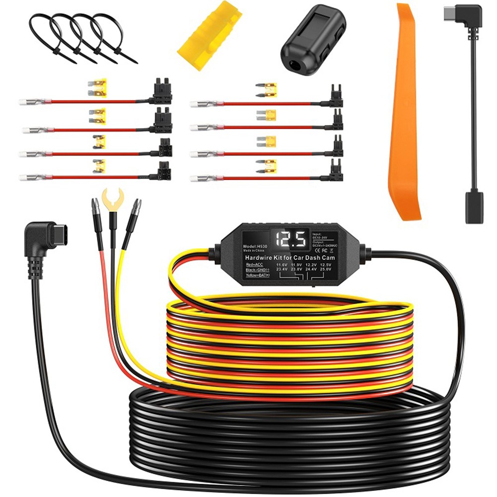 Dash Cam Hardwire Kit Type-C Port Dashboard Camera Car Charger Cable Universal