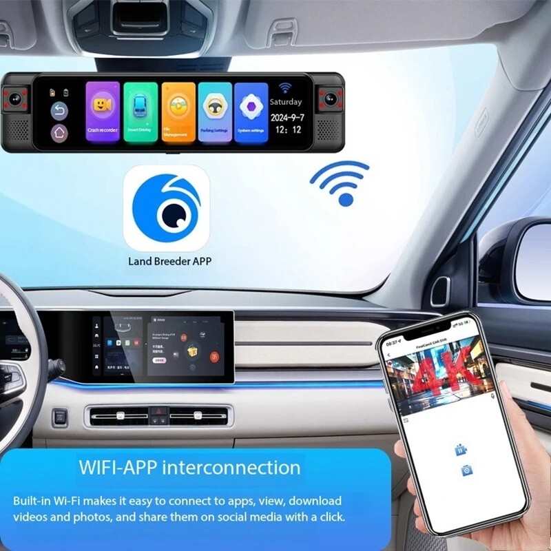12″ 360° Car DVR 4 Camera Record Touch Screen 4 View Display Dash Cam 4 Channel