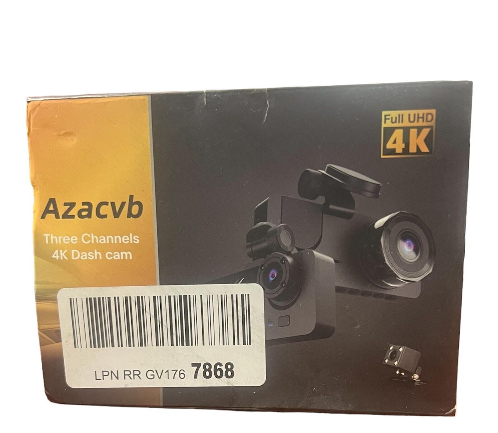 Azacvb Three Channels 4K HD Dash Cam for Cars 170° Wide Angle Full UHD