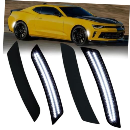 NoxiAnto White LED Side Marker Lights for Chevy Camaro Pack of 4 | 2016-2023