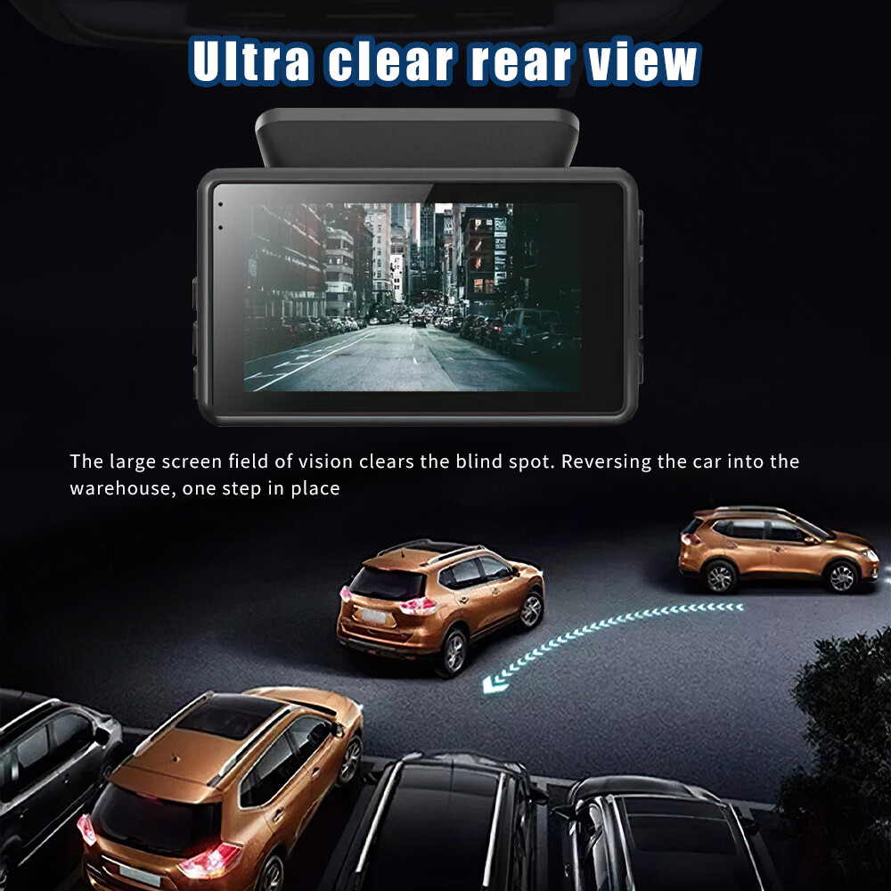 Camara De Seguridad Para Carro Auto 1080P HD Delantero/Trasero/Interior Dash Cam