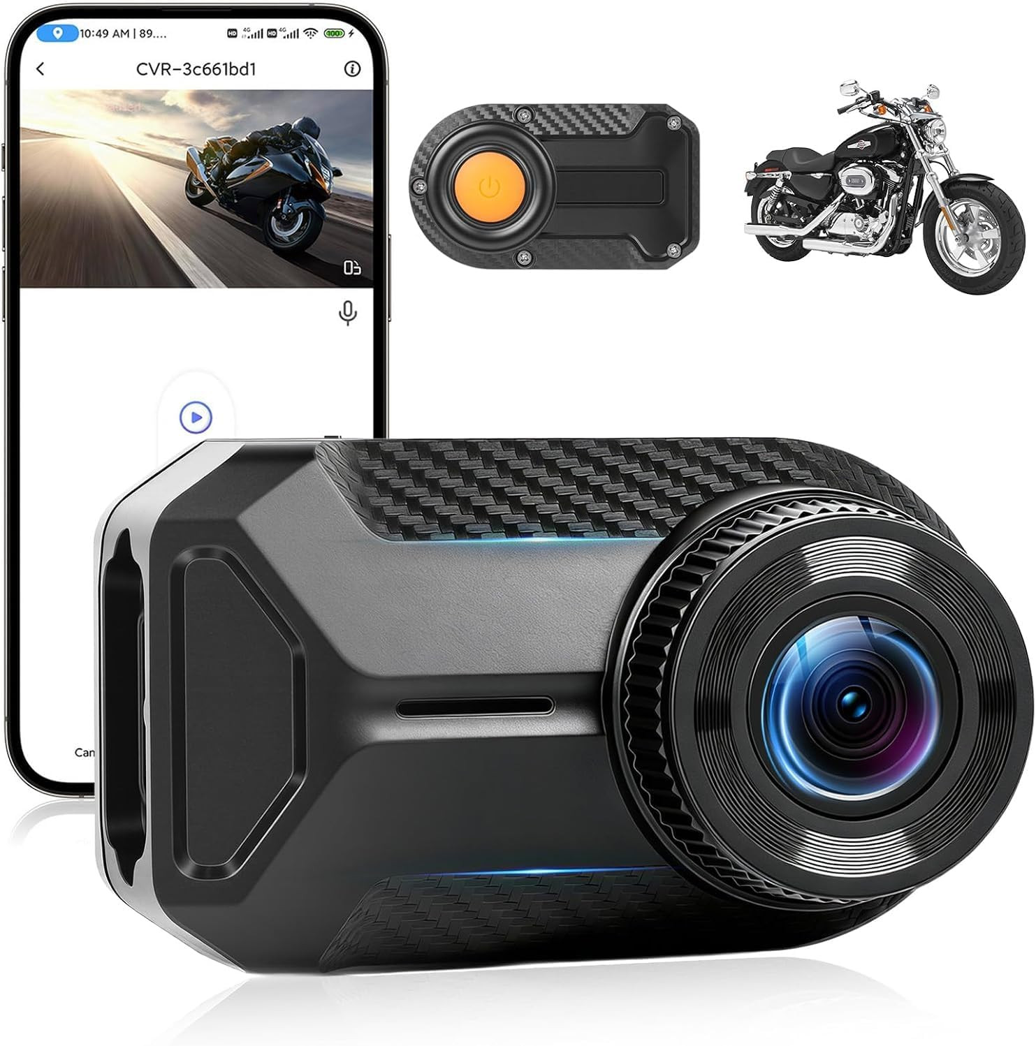 Motorcycle Dash Cam 1080P Waterproof Video Recorder Loop Recording Night Vision.