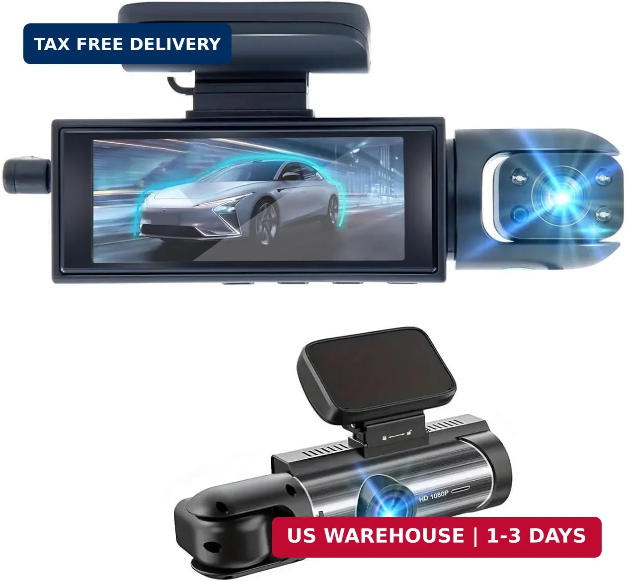 Dash Cam Front Inside 1080P Night Vision Loop Recording G-Sensor Vehicle
