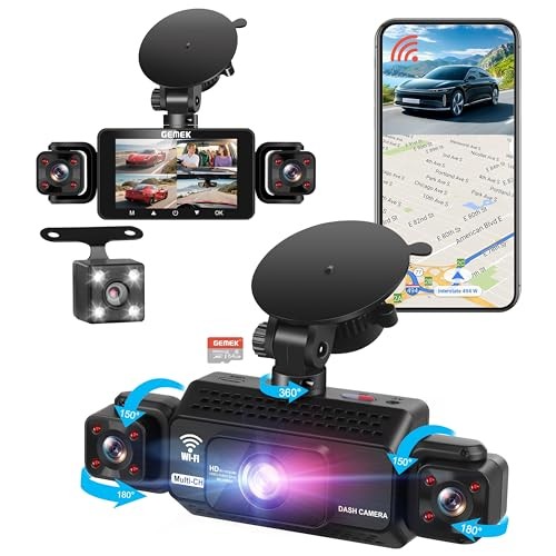 4 Channel Dash Cam 360° View 5G WiFi & APP Control, 2K Front and 3.0 inches