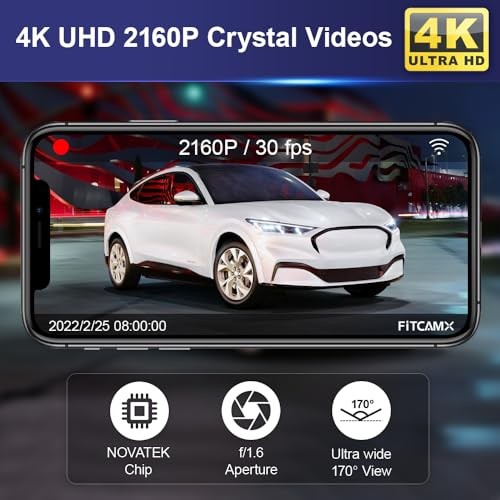Front 2160P+Rear 1080P Dash Cam Adapts for Ford Mustang Front 4K+Rear 1080P