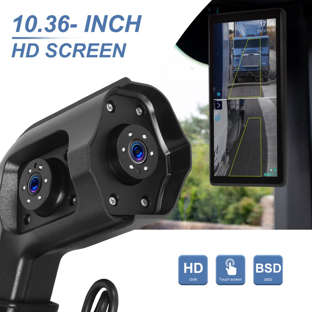 10.36″ Monitor R L Side Electronic Rear View Mirror Camera For Side Blind Areas