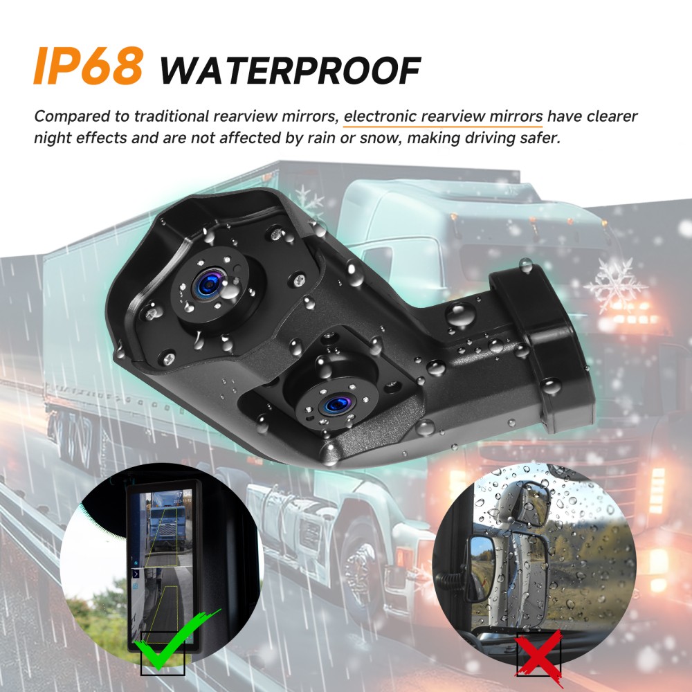 10.36″ Monitor R L Side Electronic Rear View Mirror Camera For Side Blind Areas