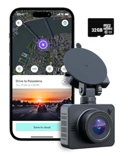 Beam GPS Dash Cam – Dash Camera for Cars with 32GB SD Card Included 32 GB
