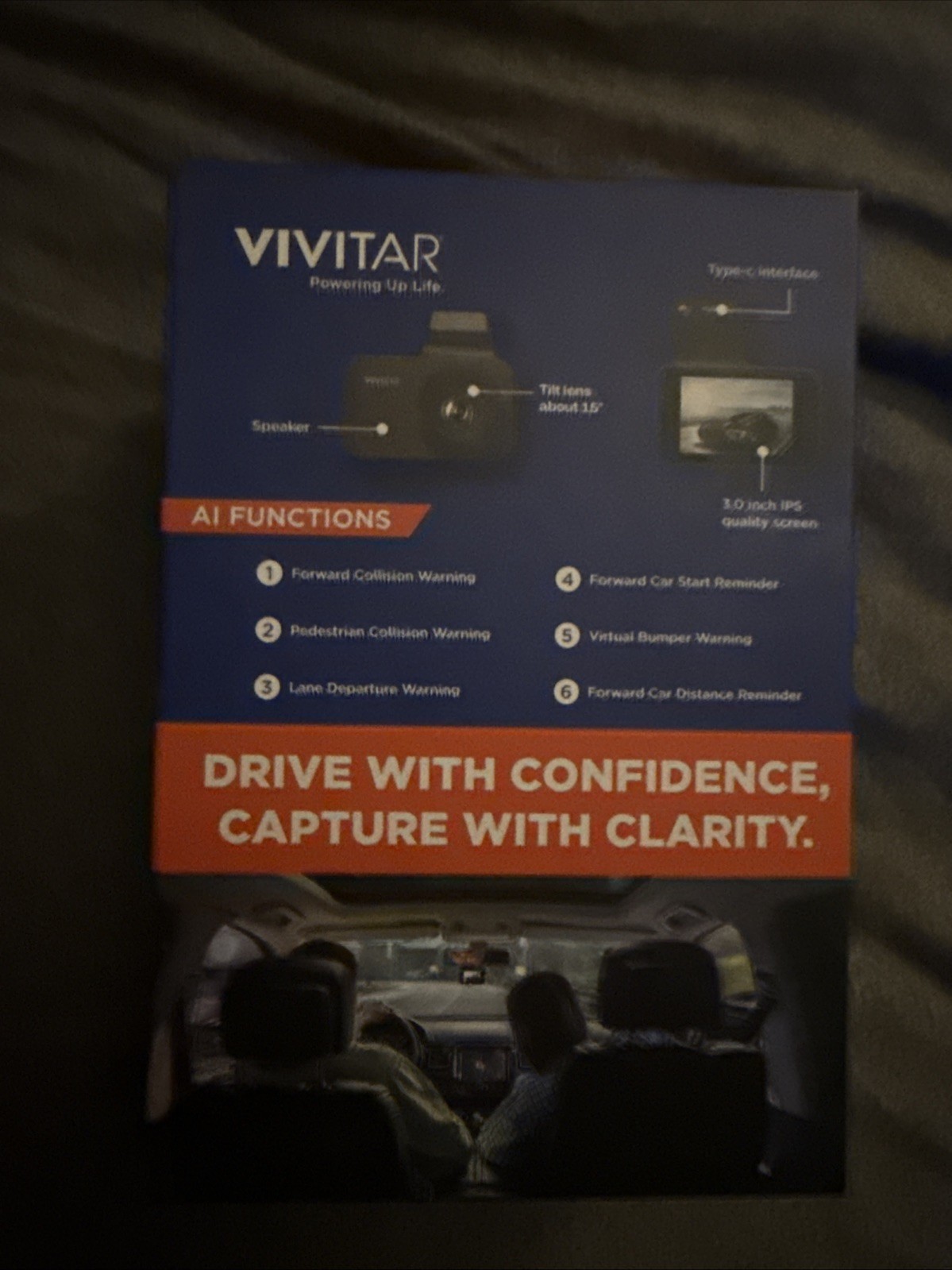 Vivitar AI Drive Cam 4K HD Two-way Dash Cam New Black Built in WiFI & GPS