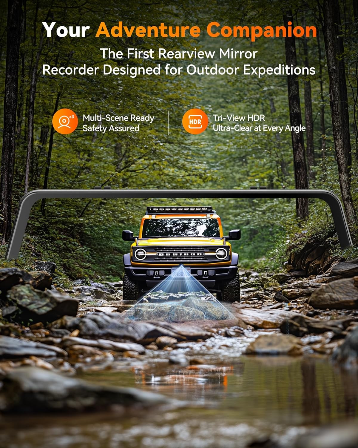 WOLFBOX G900 Tripro Bumper Version 3 Channel 4K Mirror Dash Cam, 8MP STARVIS 2 I