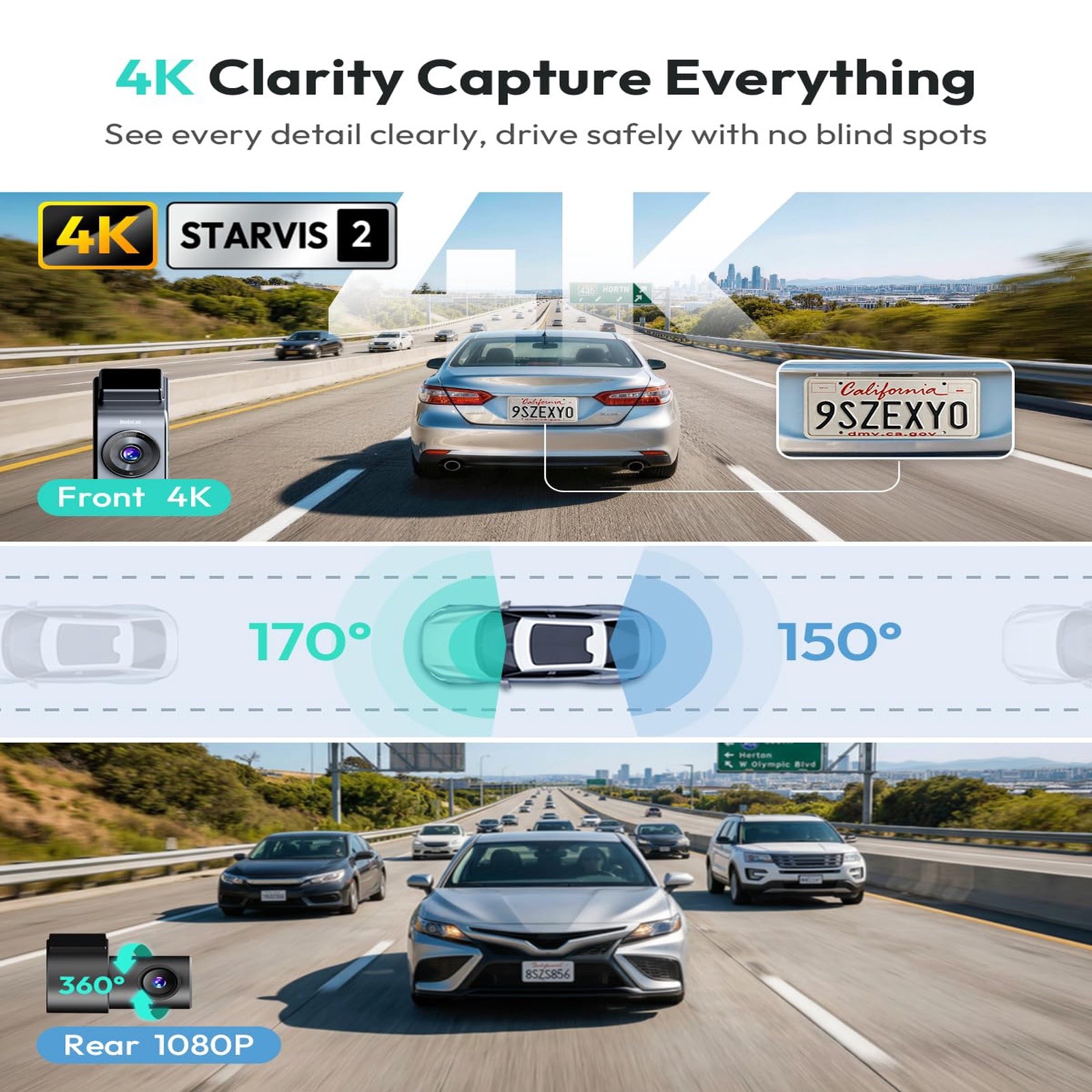 BOTSLAB G300H Plus 4K STARVIS 2 Dual Dash Cam Front and Rear[2026 Upgraded] |…
