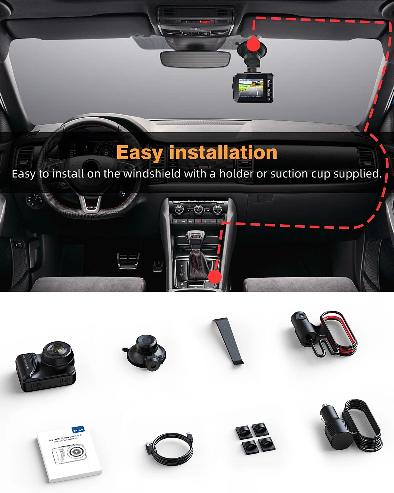 Campark Front Inside Dual 1080P GPS Dash Cam FHD Car Camera 4 IR Night Vision