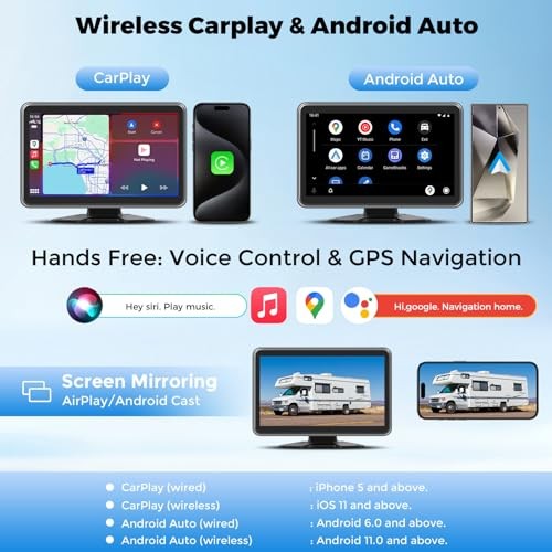 Truck RV Camera System with CarPlay & Android Auto,10” Touch Screen Monitor